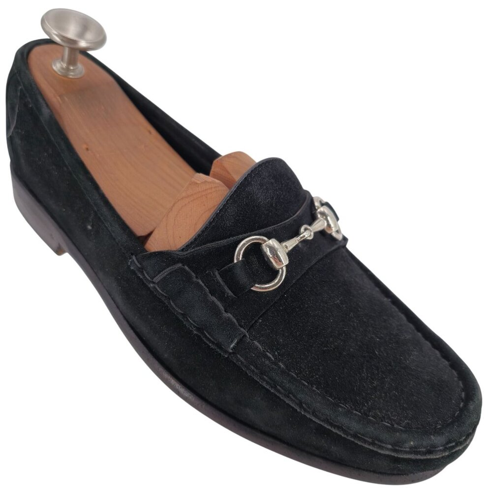 Vintage Bragano Cole Haan Italy Men 8.5W Black Suede Horsebit Loafers Dress Shoe
